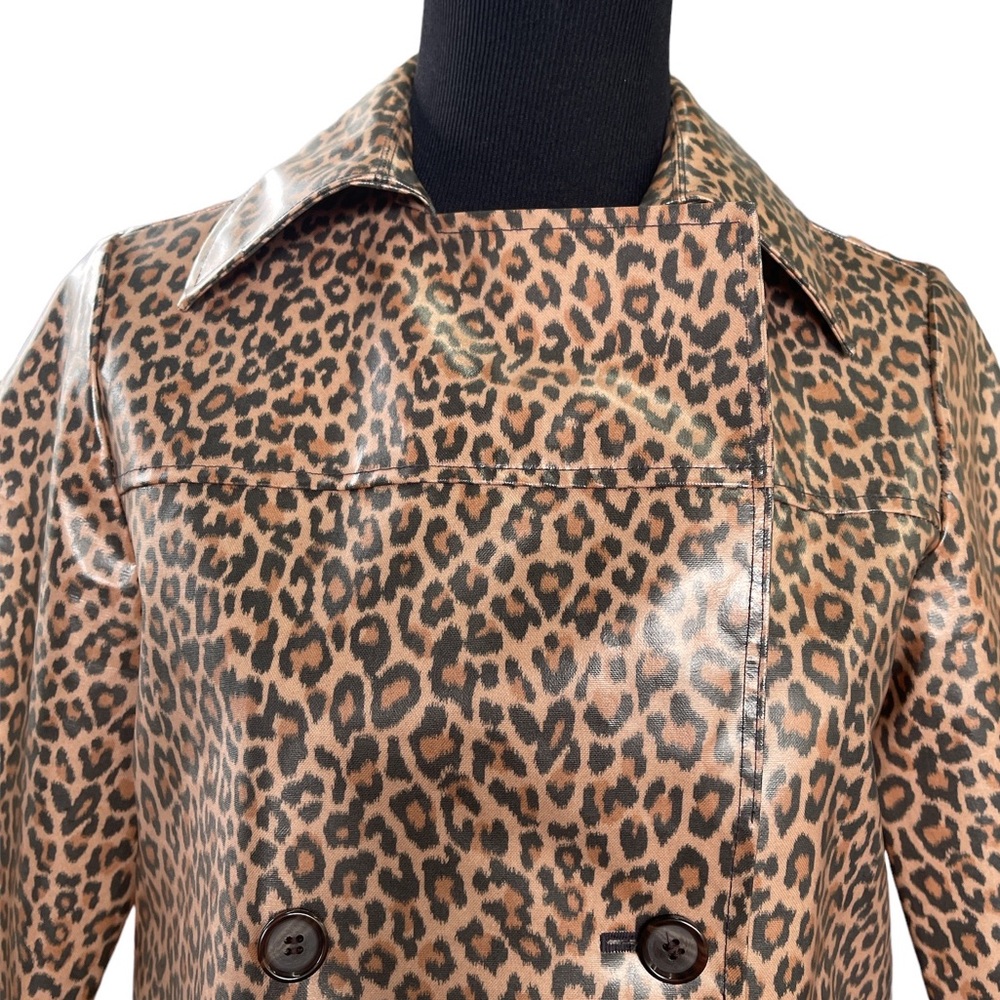 Something Navy Leopard Print Rain Jacket, Trench … - image 4